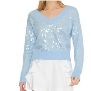 Milly Ilaria Sequin V-Neck Sweater